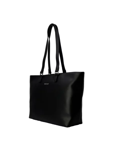 Duża shopperka Replay w jednolitym kolorze czarna