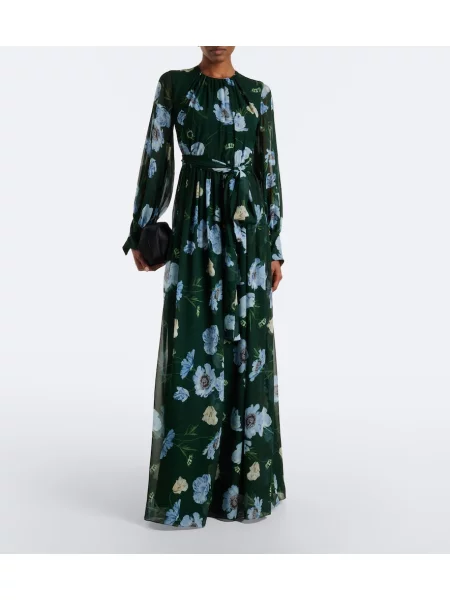 Rochie Erdem de mătase cu model floral
