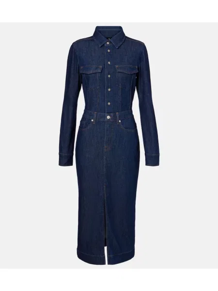 Sukienka jeansowa 7 For All Mankind garniturowa niebieska