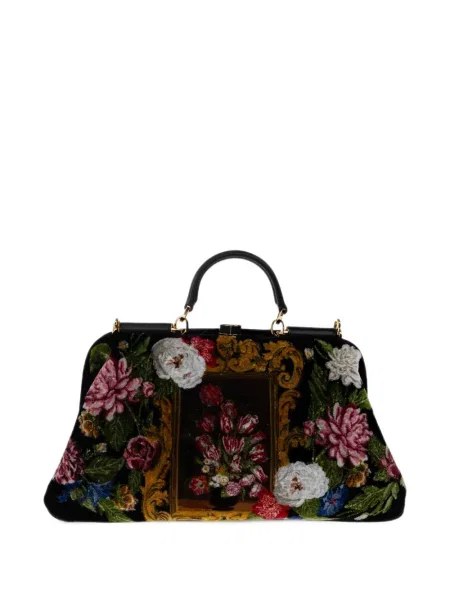 Шопинг чанта Dolce & Gabbana на цветя с принт черно