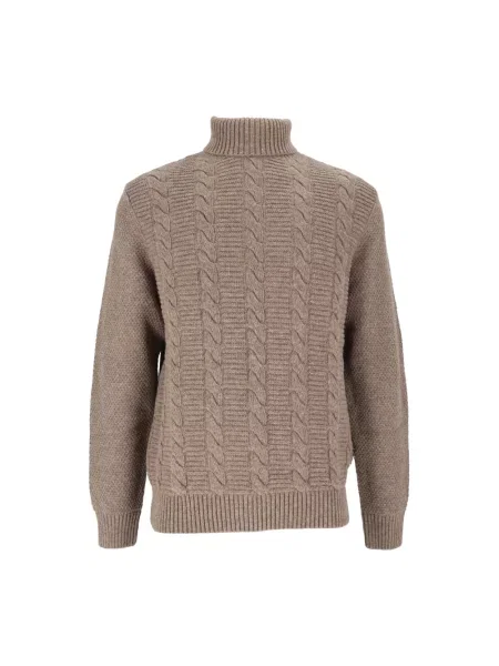Sweter z golfem Barbour wełniany szary