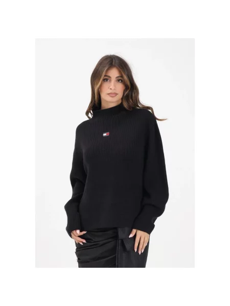 Sweter Tommy Jeans z kołnierzem czarny