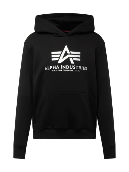Суичър с качулка Alpha Industries с качулка с принт черно