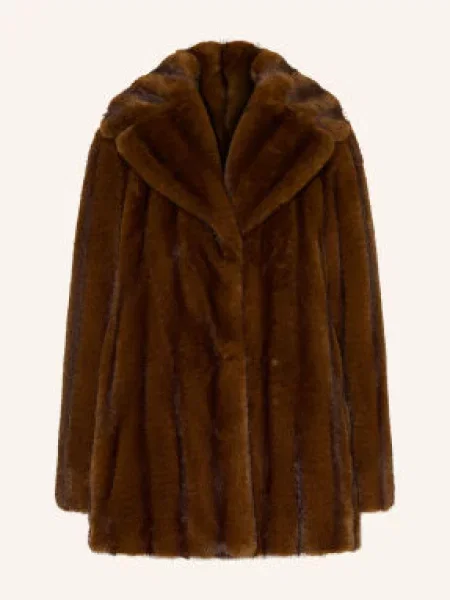 Max Mara Studio Bunda Z Umělé Kožešiny Neo tmavě hnědá