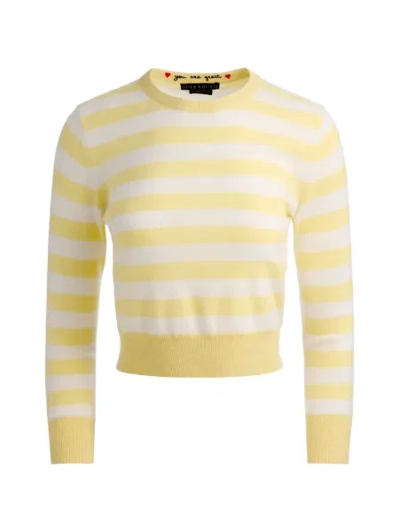 Pulover Alice + Olivia cu dungi galben