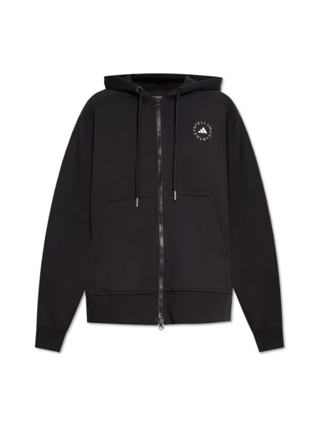 Bluza z kapturem Adidas By Stella Mccartney z kapturem z nadrukiem czarna