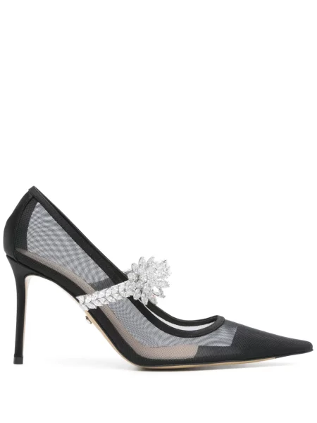 Pantofi cu toc Mach & Mach plasă negru