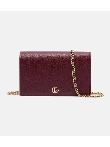 Usnjena ogrlica Gucci bordo