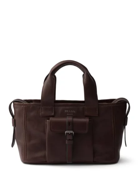 Geantă shopper Prada din piele maro