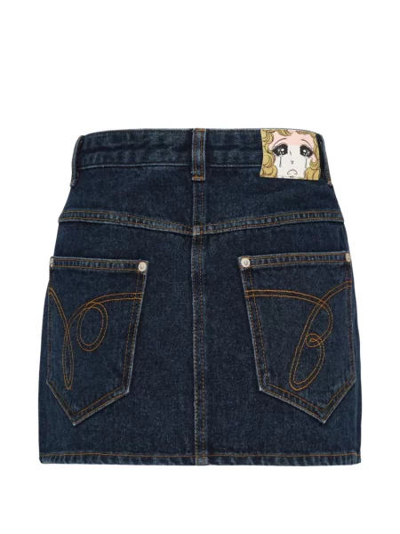 Fustă din denim Pushbutton asimetrică albastru