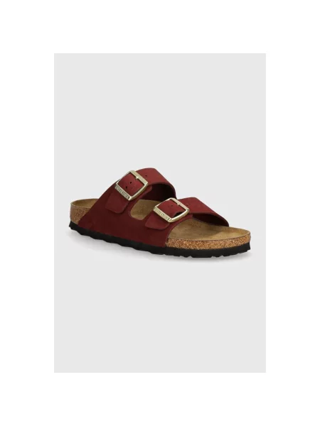 Klapki Birkenstock skórzane czerwone