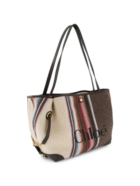 Geantă shopper Chloé cu broderie cu dungi
