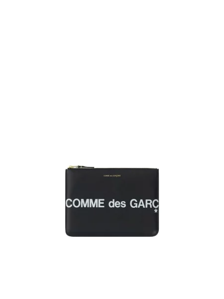Portfel Comme Des Garcons skórzany z nadrukiem czarny