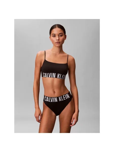 Bikini Calvin Klein Jeans cu talie înaltă negru