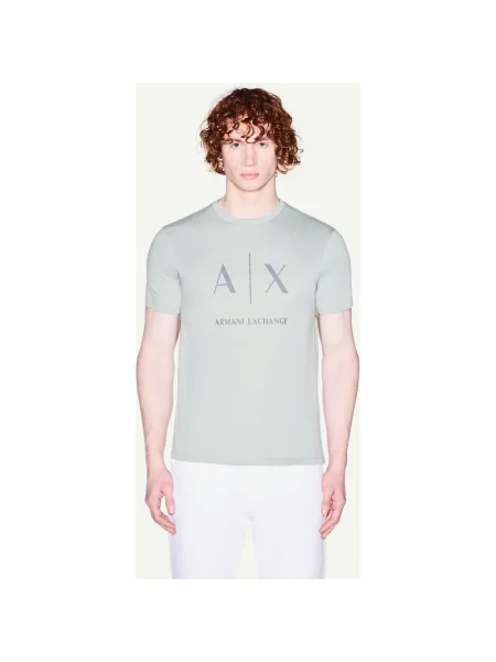 Koszulka z krótkim rękawem Armani Exchange Slim AX jasnoniebieska S niebieska