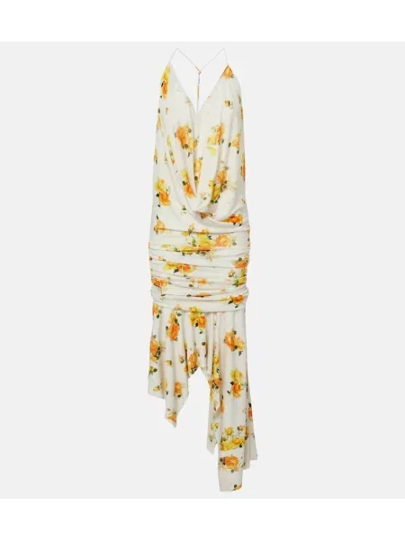 Rochie midi Acne Studios cu model floral până la genunchi de costum portocaliu
