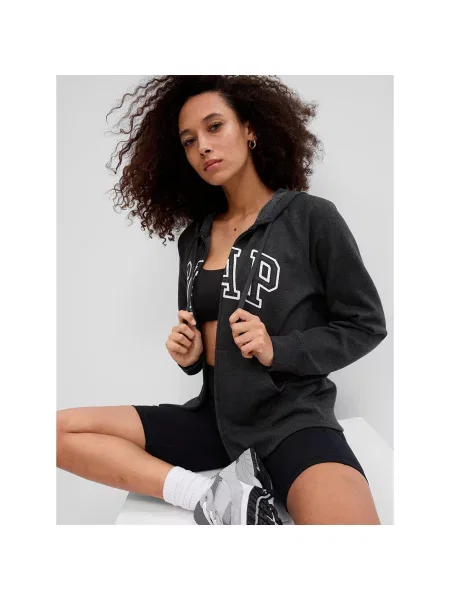 Mikina GAP Fullzip Logo Hoodie Charcoal Heather XS šedá