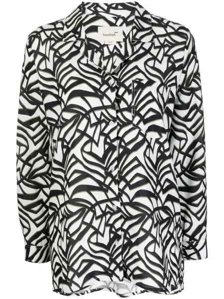 Cămașă Bambah cu imagine cu imprimeu geometric negru
