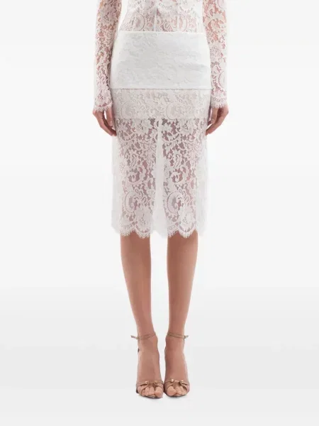 Fustă tip creion Imroska cu model floral din dantelă alb