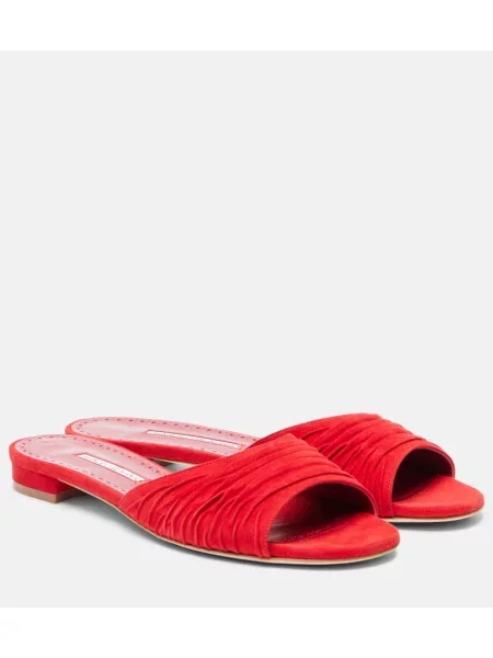Sandale Manolo Blahnik din piele de căprioară roșu