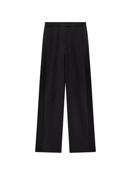 Pantaloni Another Tomorrow din satin cu dungi negru