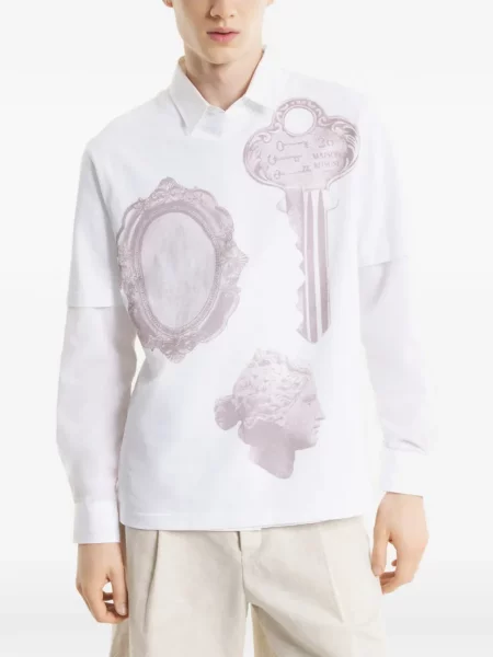 Tricou Maison Kitsune cu imagine alb