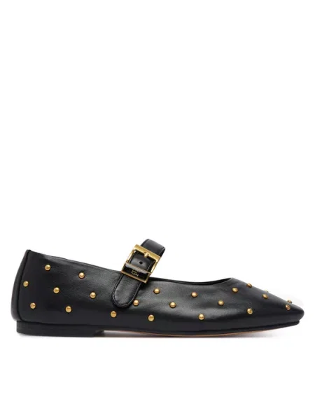 Tommy Hilfiger Балеринки Th Buckle Leather Stud Ballerina черен
