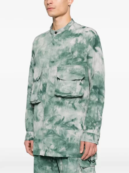 Риза Y-3 с tie-dye ефект зелено