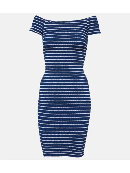 Rochie midi Hunza G cu dungi până la genunchi de costum albastru