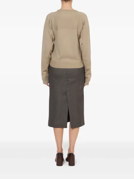 Top Mm6 Maison Margiela cu decolteu rotund lung maro