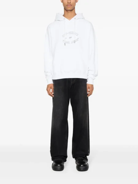 Hanorac cu glugă Off-white cu imagine alb