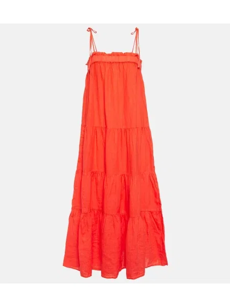 Ľanové oblekové maxi šaty Velvet červená