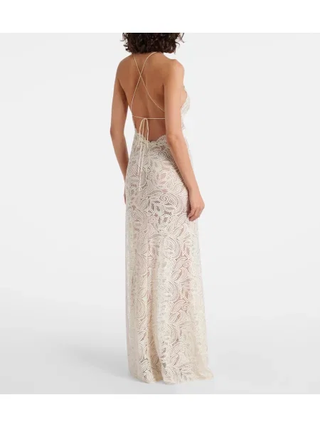 Rochie maxi Alexandra Miro din dantelă de costum alb