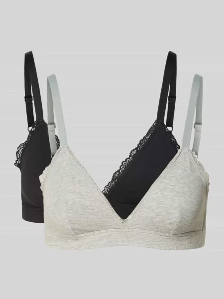 Biustonosz typu bralette z mieszanka bawełny w zestaw 2 szt. model MC Lace Triangle' Calvin Klein Underwear czarna