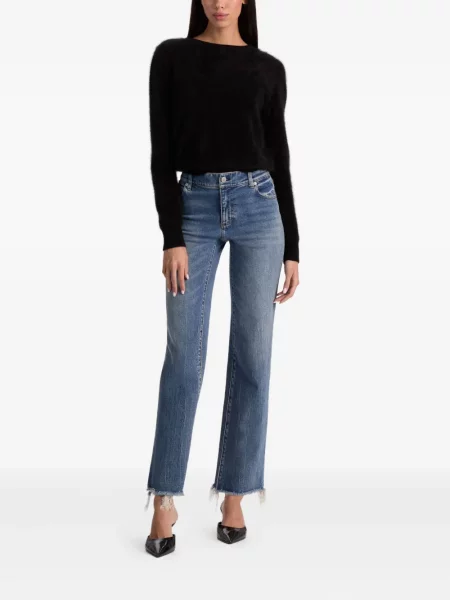 Pulover Alice + Olivia cu decolteu rotund negru