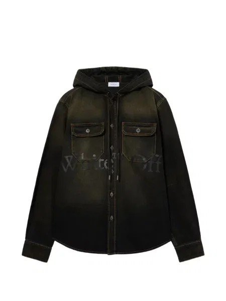 Geacă de blugi Off-white cu glugă alb