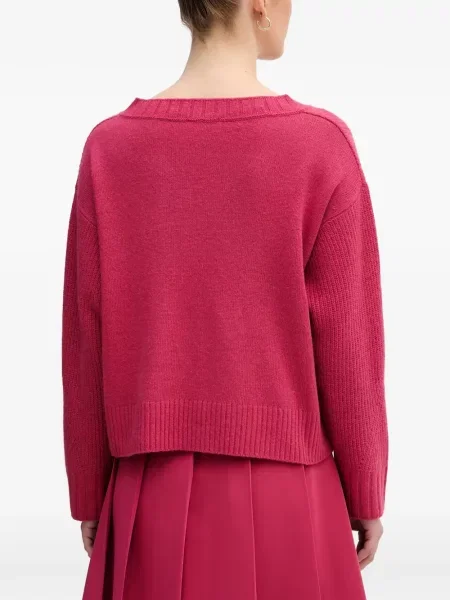 Pulover Benetton cu decolteu în V roz