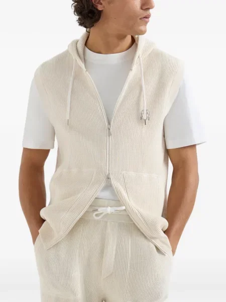 Плетен елек Brunello Cucinelli с качулка с автограф