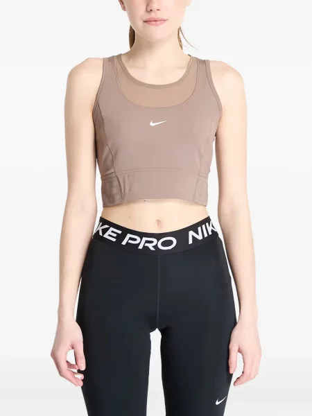 Top sport Nike din fleece plisat fără mâneci alb