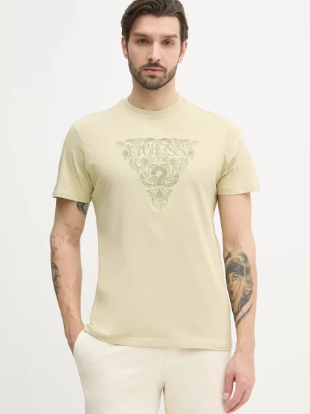 Тениска Guess с апликация бежово
