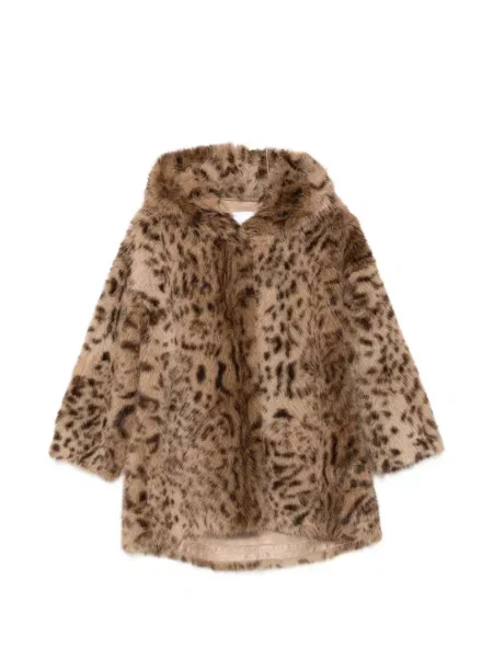 Palton Cenere Gb cu glugă cu imagine cu model leopard maro