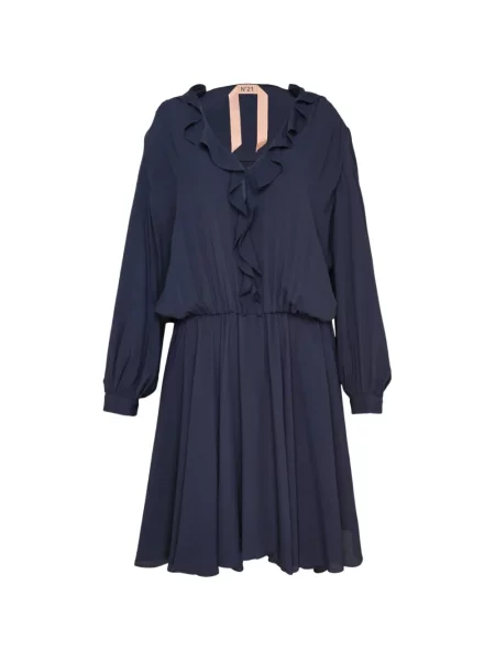 Lung rochie mini N°21 cu volane albastru