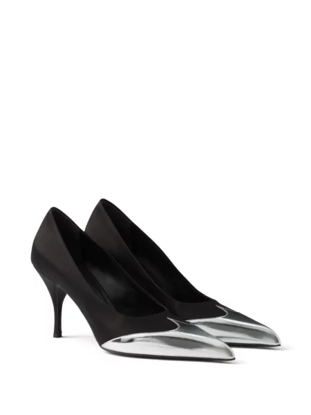 Pantofi cu toc Prada din satin negru