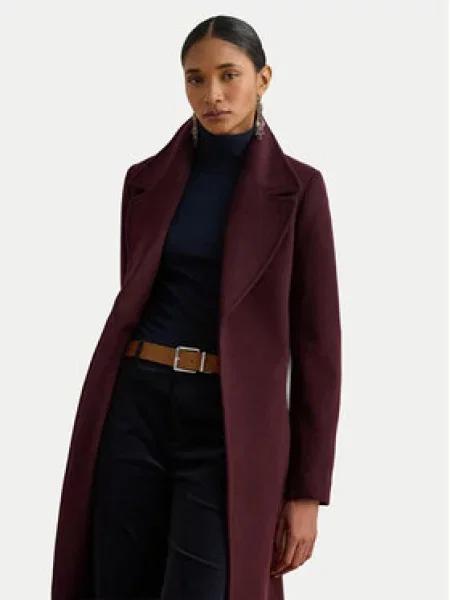 LAUREN RALPH LAUREN Volneni plašč Bordo rdeča