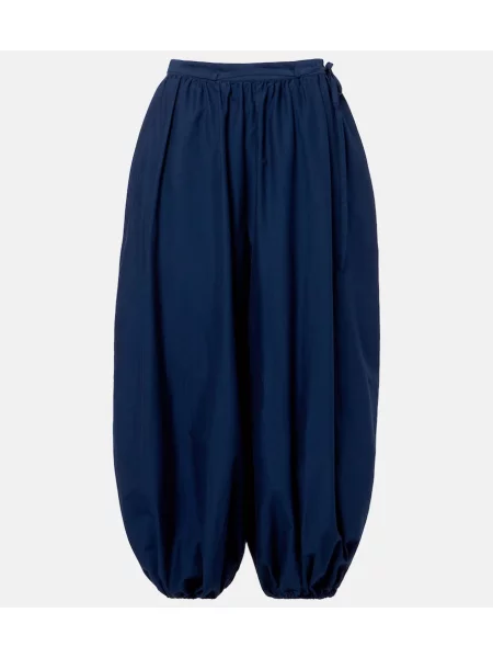 Cu centură pantaloni Polo Ralph Lauren de mătase albastru