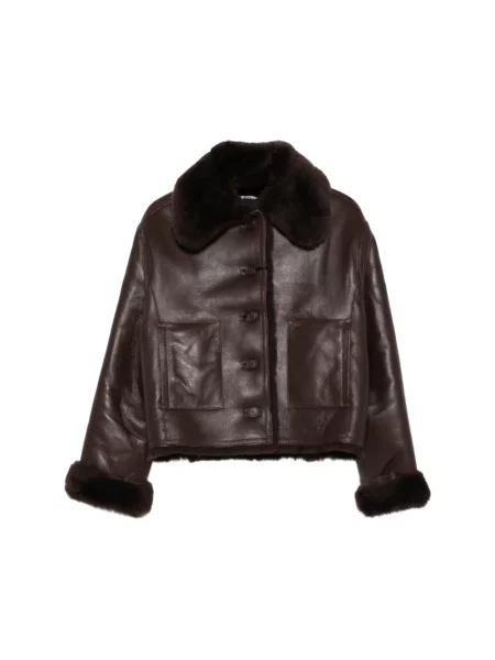 Kurtka skórzana David Koma brązowa