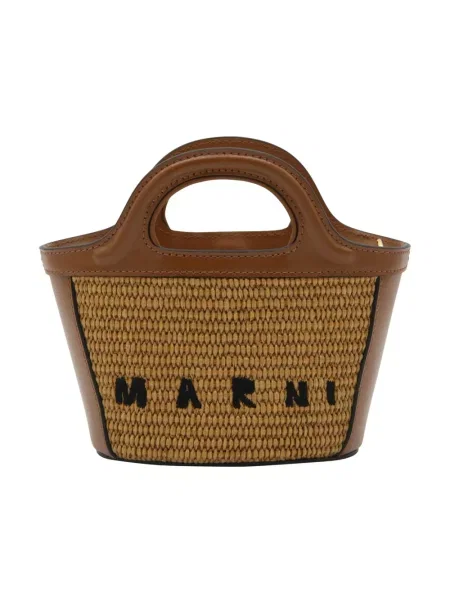 Haftowana torebka Marni brązowa