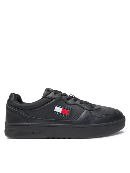 Kožené tenisky Tommy Jeans černé