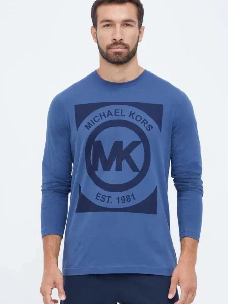 Тениска с дълъг ръкав Michael Kors с принт синьо