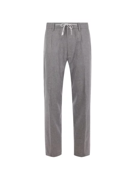Pantaloni Eleventy melange cu cordon gri